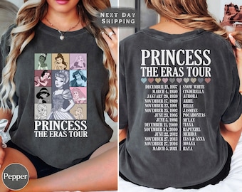 The Princess Eras Tour Shirt, Comfort Colors Disney Tee, Retro-Inspired Disney Princess Shirt, Magical Gift for Her