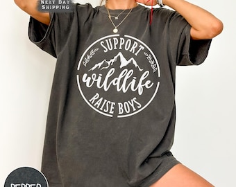 Camiseta "Apoya la vida silvestre y cría niños", colores cómodos, camiseta para mamá, camiseta divertida para mamá, regalo para mamás, regalo para el Día de la Madre.