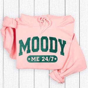Funny Moody Me 24/7 Velvet Sweatshirt, Always Sleepy Mom Hoodie, Trendy Moody Mom Embossed Sweater, Cozy Mother’s Day Gift for Her