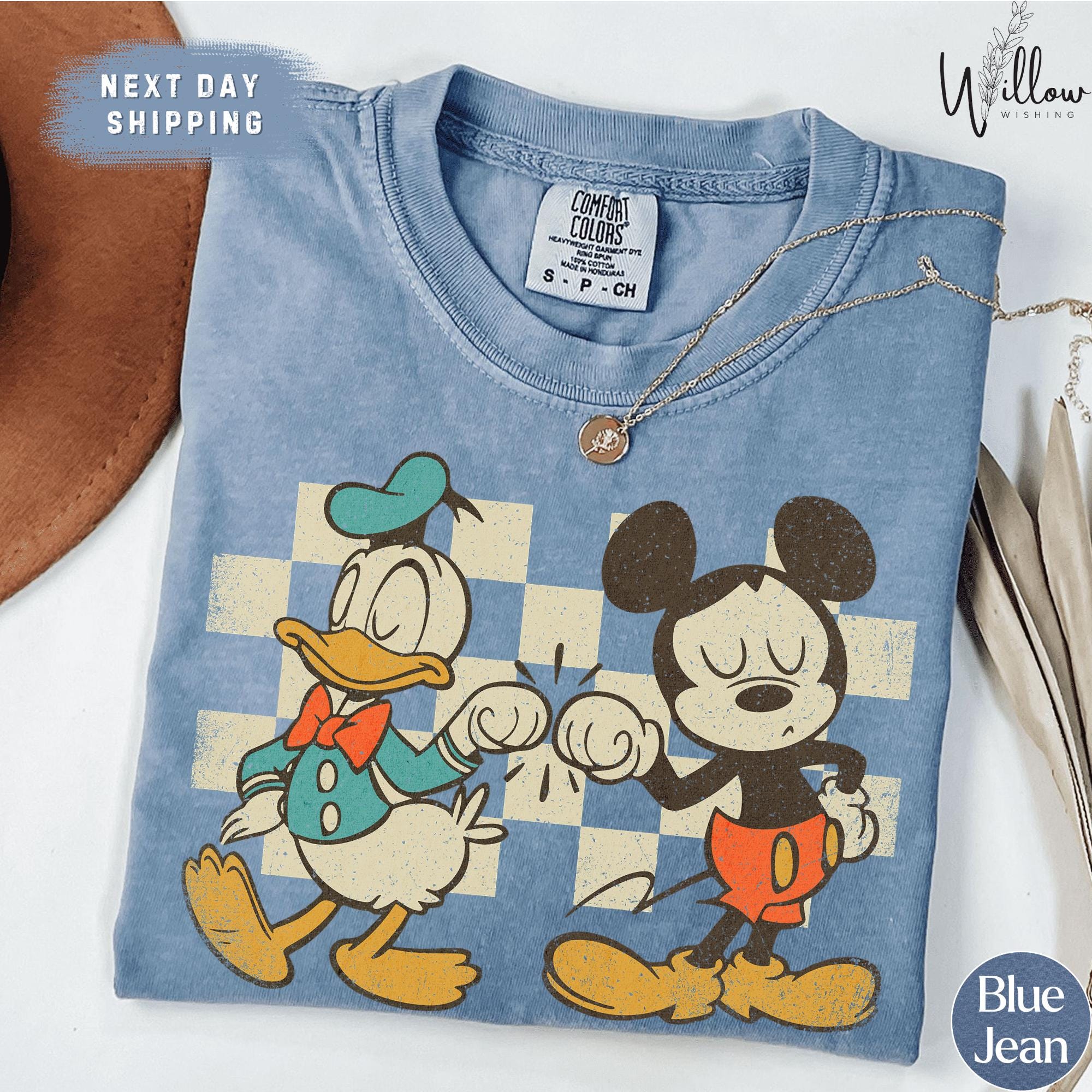 Funny Checkered Mickey and Donald Comfort Colors Shirt, Vintage Disney