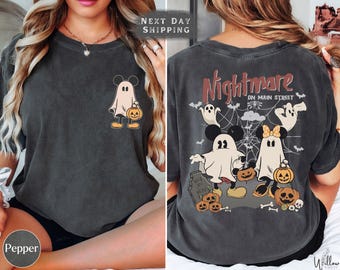 Mickey Minnie Halloween Comfort Colors Shirt, Vintage Nightmare On Main Street Disney Shirt, Custom Fall Trip Gift Tee, Pumpkin Tee
