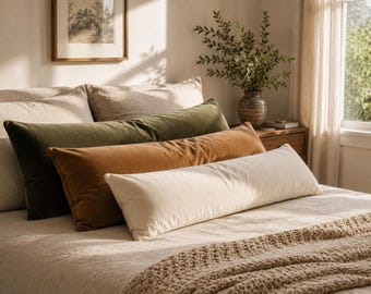 Handmade Velvet Body Pillow Cover – 59 Colors, Single Cover or Insert Option, Custom Size Body Pillow Case , Luxury Lumbar Pillow
