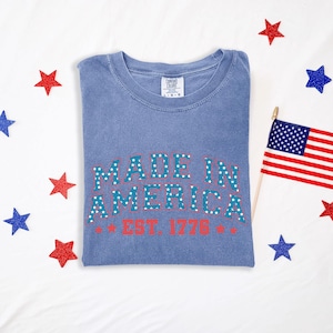 4th of July Comfort Colors Tee, Freedom Vibes Shirt for Women, Vintage Patriotic USA Independence Day T-Shirt
