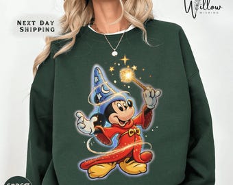 Sorcerer Mickey Fantasia Sweatshirt, Disney Fantasmic Disneyland Trip Magical Sweater