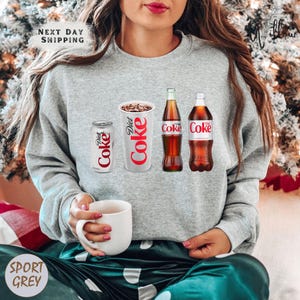 Vintage Diet Coke Sweatshirt, Funny Soda Pullover For Women, Caffeine Addict Crewneck, Cute Coke Fan Sweater Gift For Her