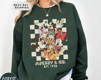 Vintage Mickey & Co 1928 Crewneck, Mickey And Friends Sweatshirt, Retro Disneyland Sweater, Disney Family Gift, Disneyworld Sweatshirt