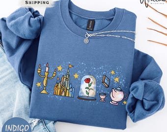 Beauty and the Beast Sweatshirt, Vintage Belle Crewneck Pullover, Fairytale Princess Style, Gift for Her