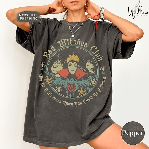Camiseta de colores cómodos de los villanos de Disney, camiseta retro del Club de las Brujas Malas, camiseta vintage de Halloween con Úrsula, Maléfica y la Reina Malvada para vacaciones en los parques de Disney.
