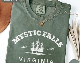 Falls  Shirt, Comfort Colors Vintage Mystic Falls Virginia Shirt, Vampire Shirt, Vampire Lover, Forest Shirt, Vampire Fan Gift, Vampire Fan