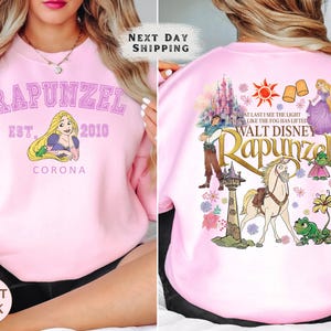 Two-Sided Rapunzel Tangled Sweatshirt, Retro Disney Princess Crewneck, Vintage Floral WDW Sweater, Magical Gift for Her