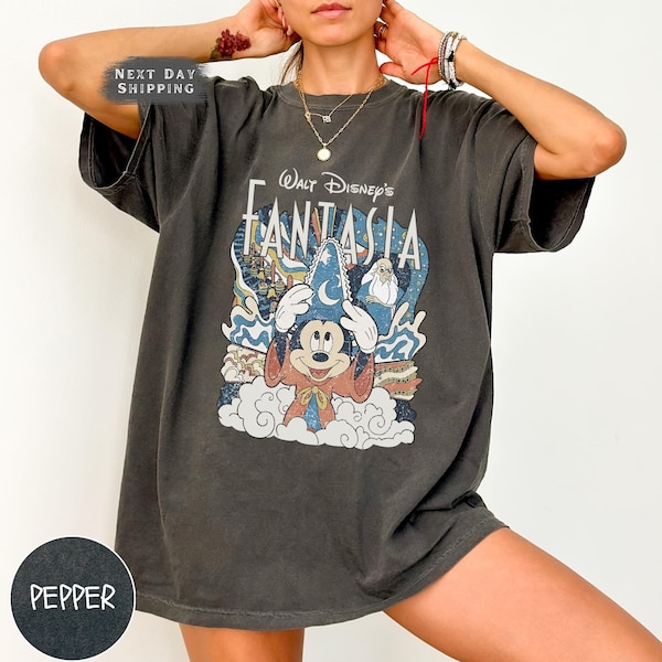 Disney Fantasia Vintage Comfort Colors Tee, Sorcerer Mickey Retro Shirt, Classic Walt Disney Fantasy Shirt, Perfect Disneyworld Vacation Tee