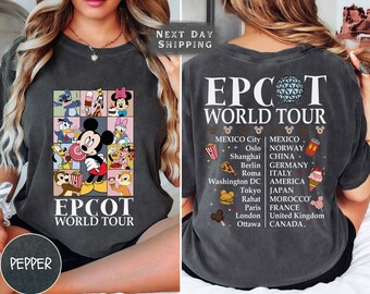 Vintage Disney Epcot World Tour Comfort Colors Shirt, Drink Around The World Shirt, Disneyworld Family Matching Tee, Disney Traveler Tee