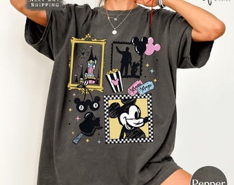 Retro Mickey Disney Castle Comfort Colors Shirt, Magical Park Snacks Pastel Tee, Disneyland Magic Kingdom 2025 Vacation Shirt, Disney Park