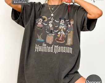 Vintage Mickey and Friends Haunted Mansion Comfort Colors Shirt, Disney Halloween Haunted Mansion Shirt, Disneyland Halloween Tee