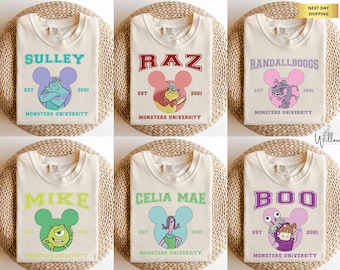 Disney Monsters All Characters Comfort Colors Tee, Since 2001 Sulley Mike We Scare Tee