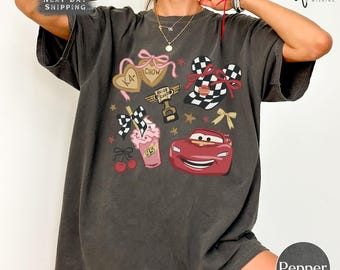 Retro Ka-Chow Comfort Colors Shirt, Disney Cars Racer Tee, Piston Cup Pink Bow Shirt, Disney Carsland Shirt, Pixar Trip 2025 Tee