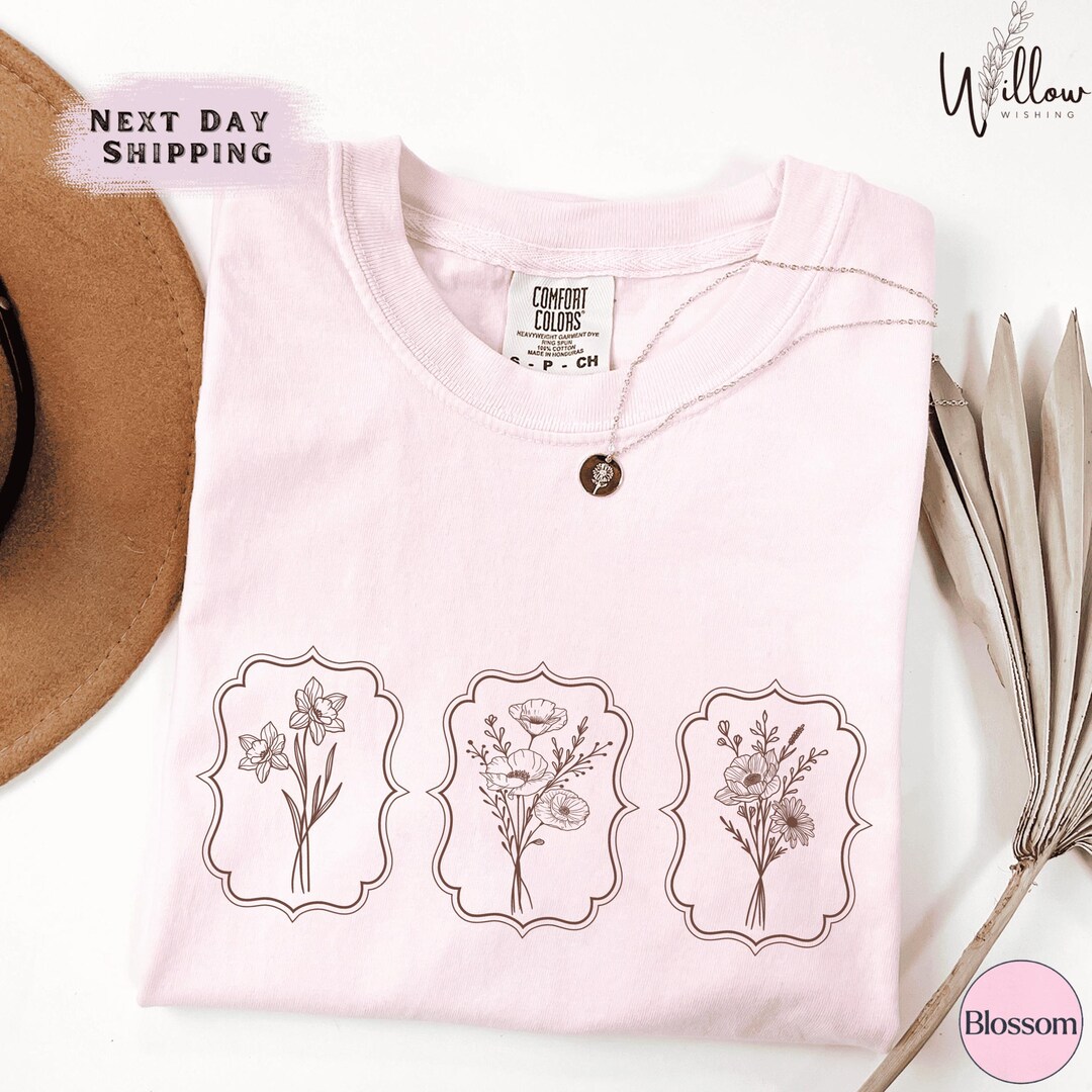 Botanical Wildflowers Comfort Colors Tee, Cottagecore Floral Shirt for ...