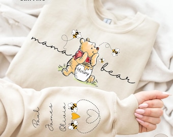 Sweat personnalisé maman ours, pull maman personnalisé avec noms d'enfants, cadeau douillet pour la fête des mères, pull nouvelle maman, cadeau maman mignon