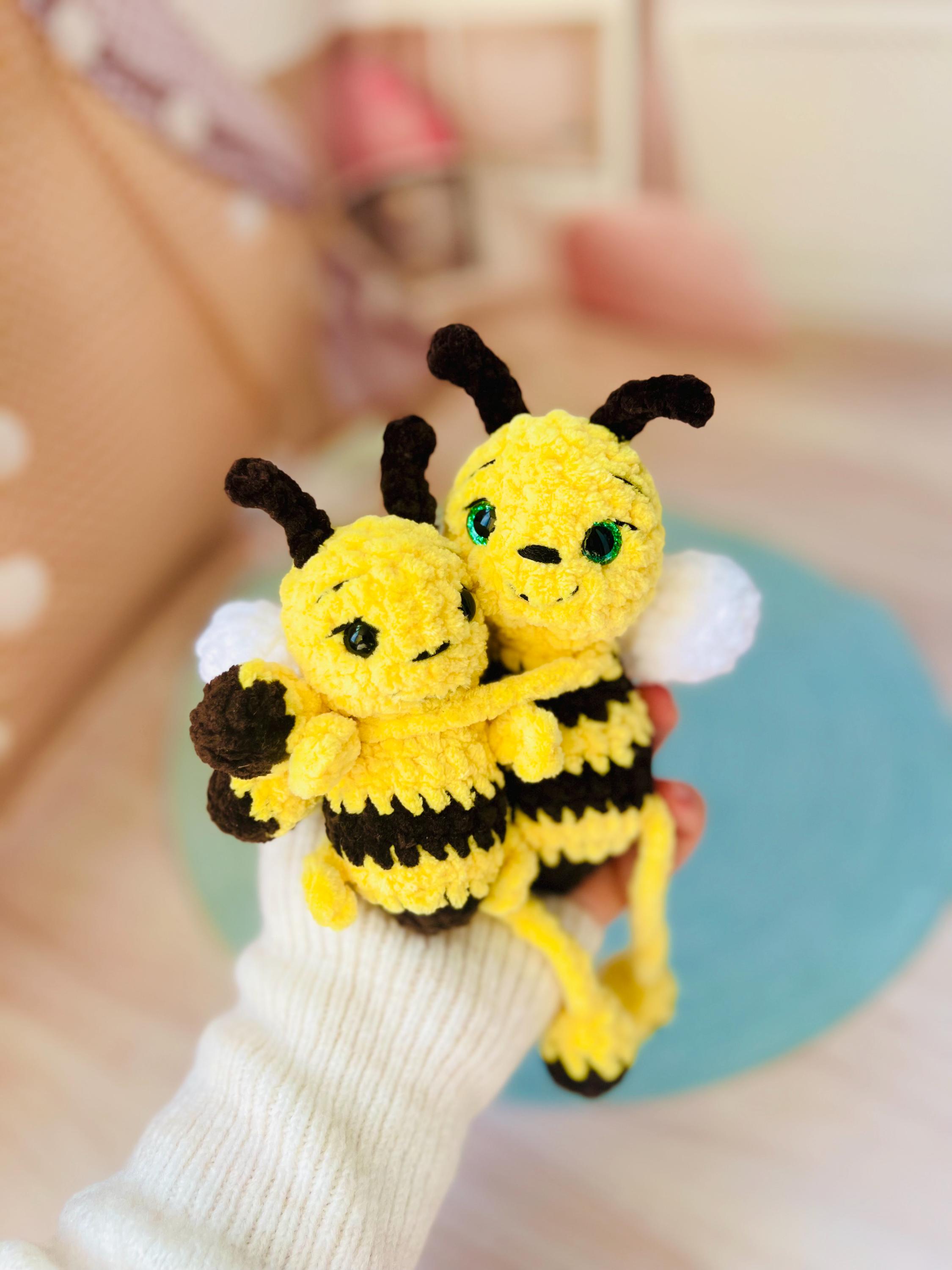 Biene Häkelanleitung PDF Amigurumi Bienen Schritt-für-Schritt-Anleitung Muttertag Strickmuster in Englisch (USA!!!) Low Sew 2 in 1