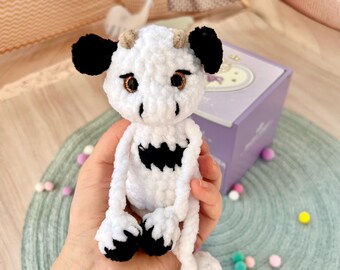 Amigurumi Glam Cow pattern PDF Crochet low sew tutorial in English (USA terms)