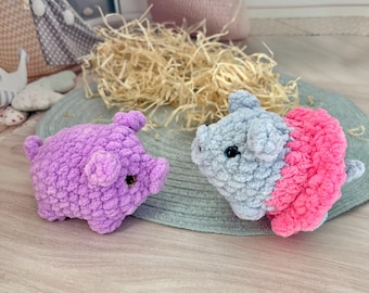 Crochet Loaf Pig Pattern, No Sew Amigurumi (PDF Tutorial) in English (USA terms)