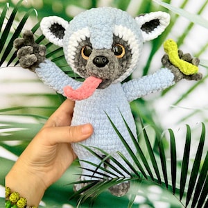 Amigurumi Lemur Pattern PDF Crochet tutorial in English (USA terms) Crochet Lemur pattern Funny jungle animal DIY pattern Big Lemur Tutorial