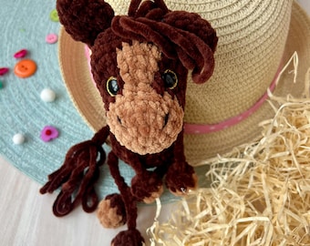 Amigurumi horse pattern: PDF Crochet tutorial in English (USA terms), Farm animals DIY pattern.