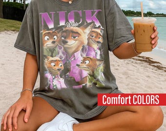 Comfort Colors Zootopia Nick Wilde Shirt, Judy Hopps and Nick Wilde, Zootopia 2 2025, Disneyland 90s Vintage Bootleg Style Tee, SS02