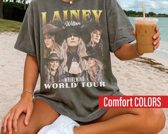 Comfort Colors Retro 90's Lainey Wilson Shirt, Lainey Wilson Whirlwind Tour Bootleg Graphic Fan Tee Shirt, Unisex T-Shirt PF093