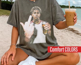 Comfort Colors Lamine Yamal Shirt - Football, Soccer Custom Vintage Design, Soccer Graphic T-Shirt, Spain, Barcelona Fan Shirt