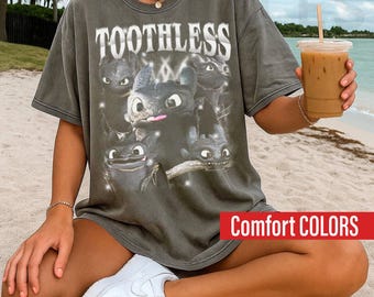 Comfort Colors Retro 90's Toothless Shirt, How to Train Your Dragon Est 2010 Tee Bootleg Graphic Fan Tee Shirt, Unisex T-Shirt PF098