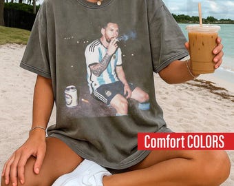 Comfort Colors Lionel Messi Shirt - Football, Soccer Custom Vintage Design, Soccer Graphic T-Shirt, Argentina, Inter Miami