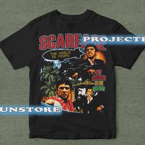 Retro 90&#39;s Scarface Shirt, Tony Montana Scarface The World Is Yours Graphic Fan Tee Shirt,Gift For Women and Man Unisex T-Shirt PF0064