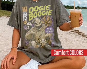 Comfort Colors BOOGIEMAN Oogie Boogie Shirt, Vintage Halloween Tee, Retro Heavy Metal Style Nightmare Before Christmas Oversized T-Shirt