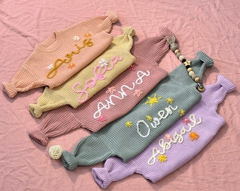 Suéter personalizado con nombre de bebé, suéter de bebé bordado a mano personalizado, regalo de bebé, suéteres personalizados para niñas, regalo para niños pequeños