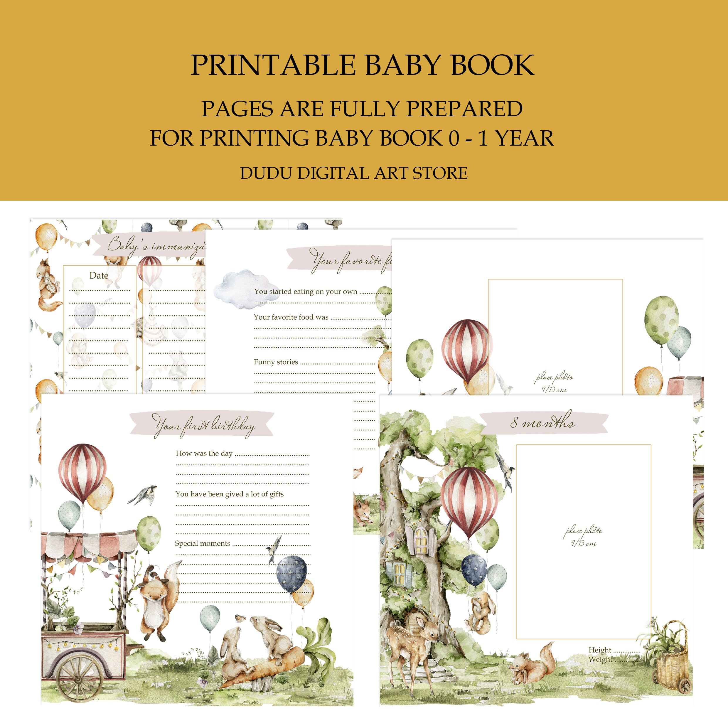 Printable Baby Milestone Memory Book, Baby Memory Book Pages, First ...