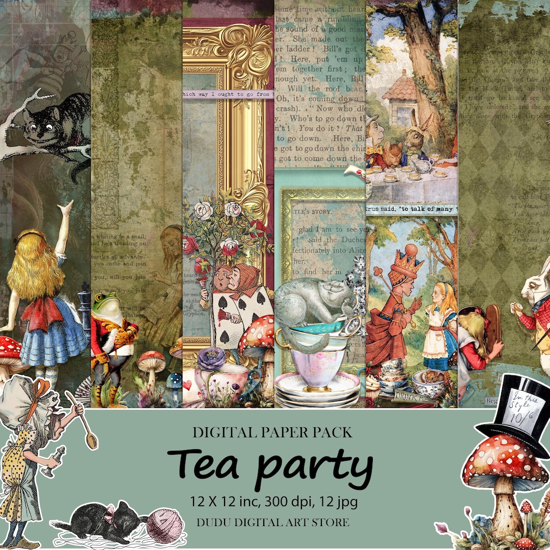 Tea Party Digital Paper Set, Fairy Printable Scrapbook Pack - Etsy