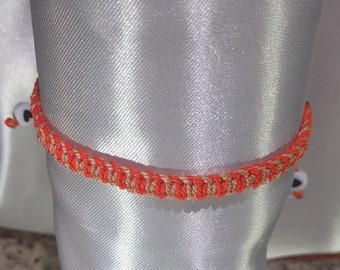 Orange Double Knot Thread Bracelet