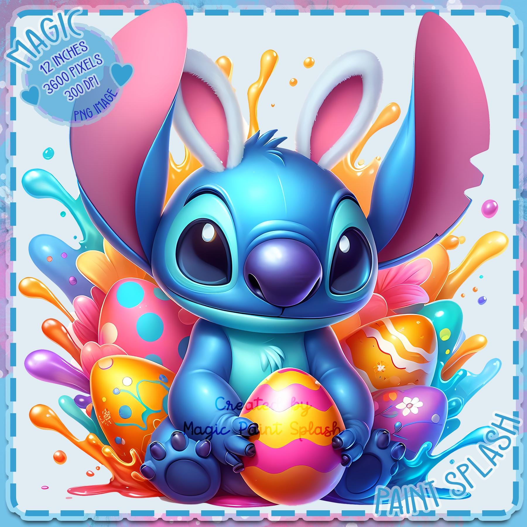 スティッチ イースターバニー クリップアート: 水彩レインボー PNG