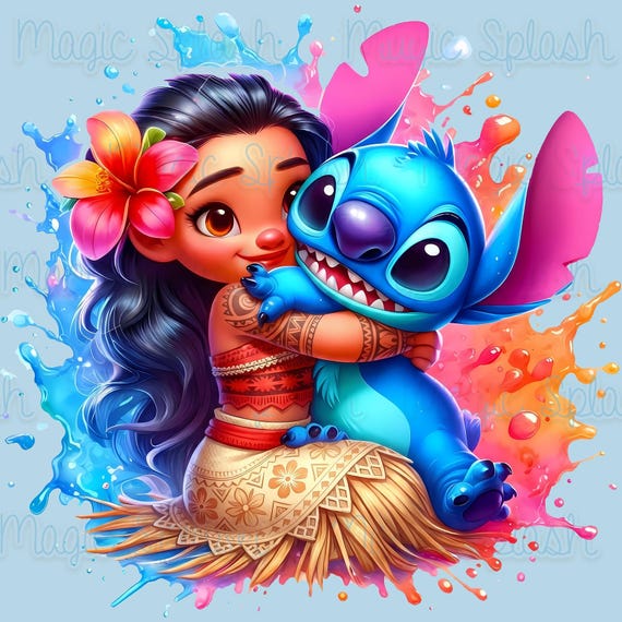 モアナとスティッチ PNG | ハグクリップアート | かわいいトロピカル D23 Expo DEC Hugs Moana モアナディズニーピンバッジ