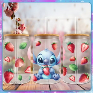 Emballage de pot en verre 16 Oz fraise, Sublimation, Images d'été mignon PNG, fichier en téléchargement numérique