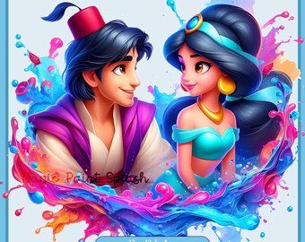 アラジンとジャスミンのPNGクリップアート、昇華転写可能なディズニー