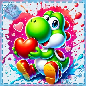 Salpicadura de acuarela de Yoshi Valentine, imágenes prediseñadas, gráficos y obras de arte, estética de arcoíris, imágenes PNG de lindos dragones pequeños