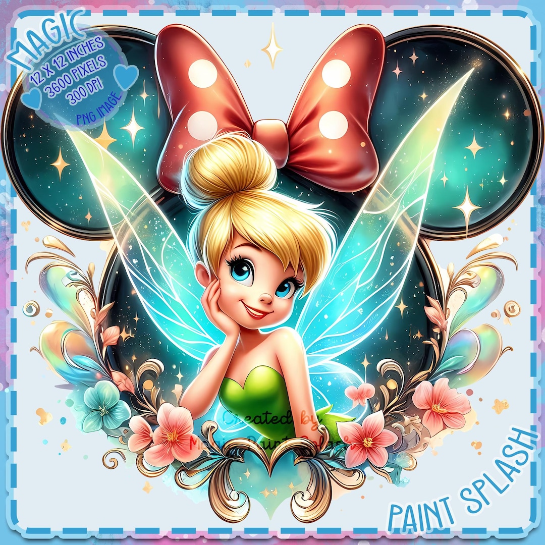 ティンカーベルの水彩スプラッシュクリップアート：妖精のPNG画像