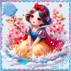 Schneewittchen Sakura Blütenblätter Aquarell Splash, Clipart Bilder, Grafiken und Kunstwerke, Regenbogen Ästhetik, PNG süße Prinzessin Bilder