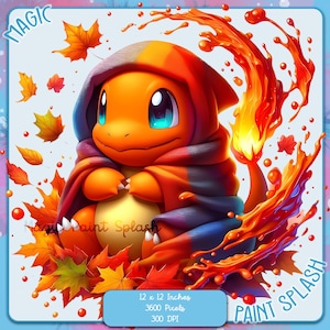 Aquarela de Charmander de Outono, Imagens de Clipart, Gráficos e Arte, Estética de Arco-íris, PNG Imagens Fofas de Outono de Pokémon