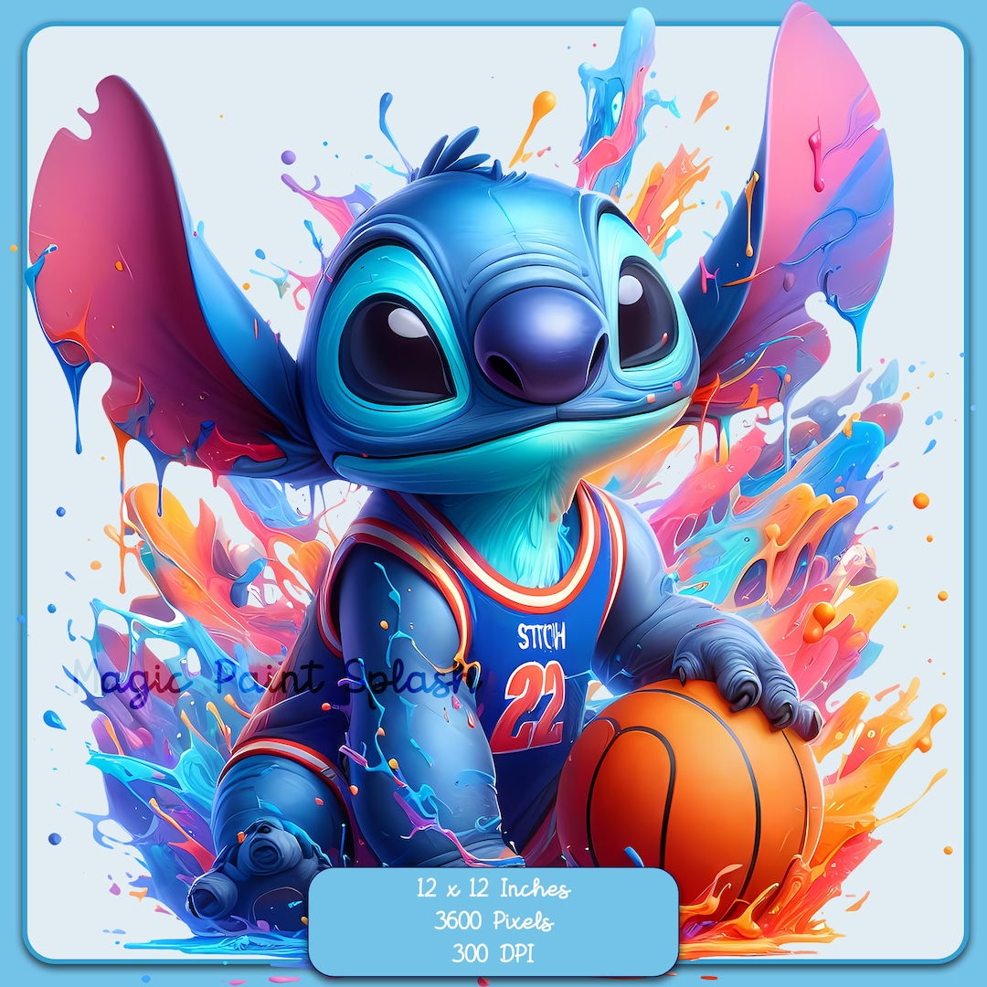 Stitch Basketball Watercolor Splash, Clipart Images,