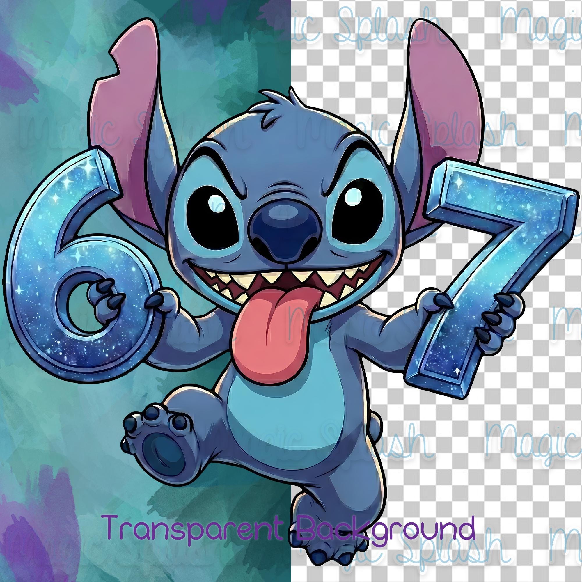 Stitch 6 7 Trend PNG | Funny Birthday Clipart | Galaxy Numbers ...
