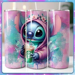 Papier pour verre de 20 oz Stitch Coffee, conception de verres, Sublimation, PNG mignon point en Images de sweat à capuche, fichier en téléchargement numérique