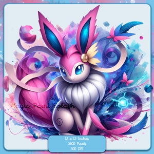 Sylveon Acquerello Splash, Immagini Clipart, Grafica e opere d'arte, Estetica arcobaleno, Immagini PNG di piccoli mostri carini